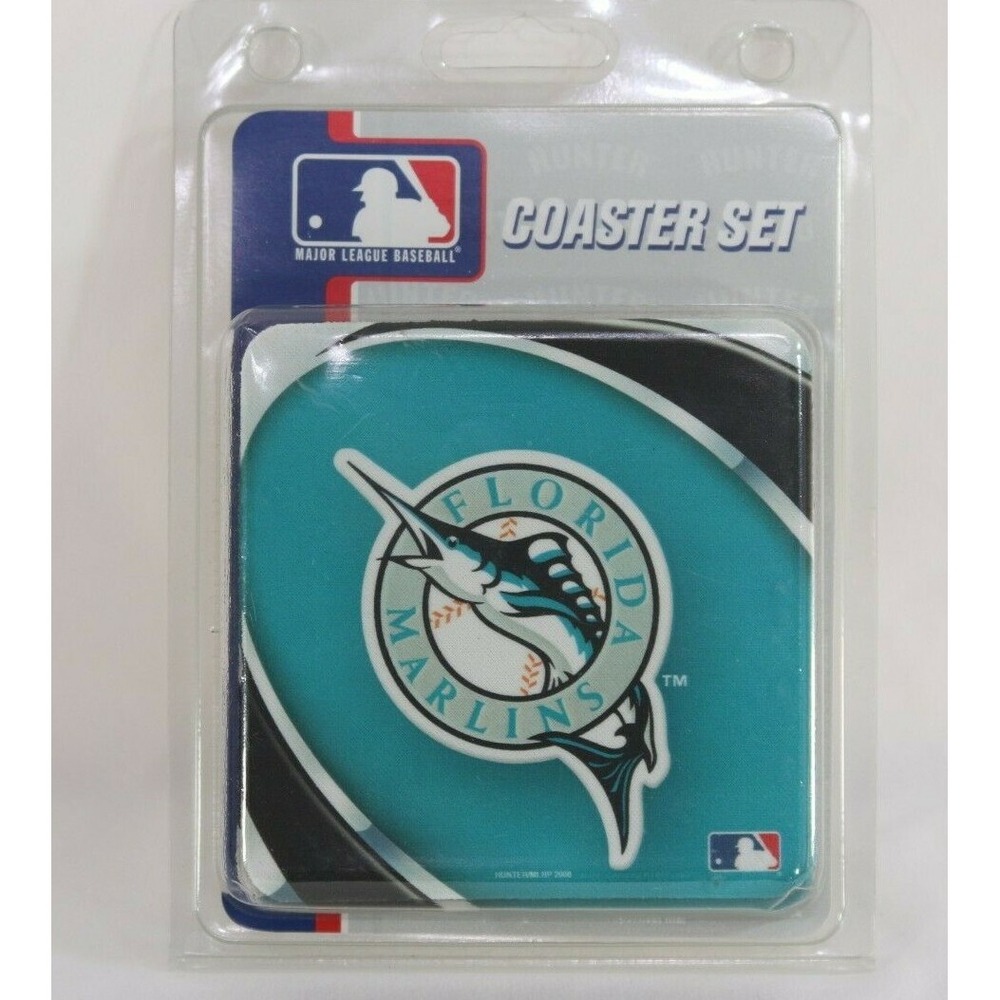 Florida Marlins MLB Coaster Set 4 Pack Teal Silver Logo Hunter Mfg New 2000